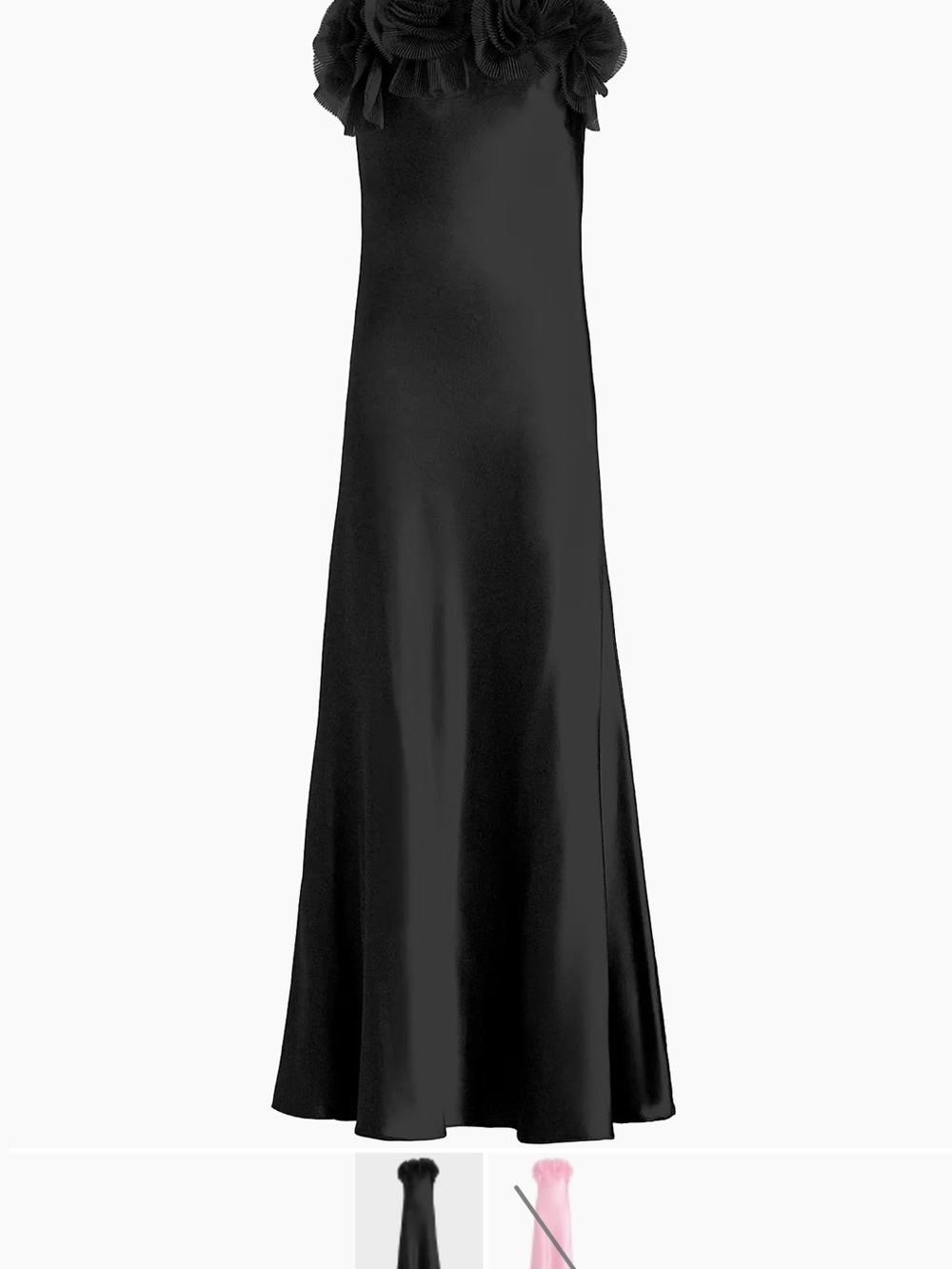 Saks Fifth Avenue Black Floral-Trim Slip Gown